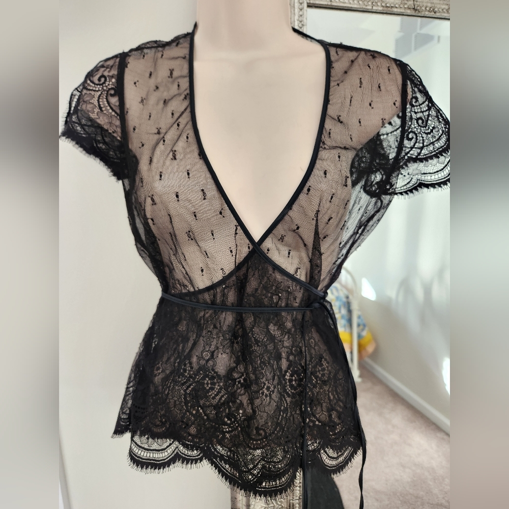 Boho Festival Lace wrap Sheer Top by COSABELLA Size M